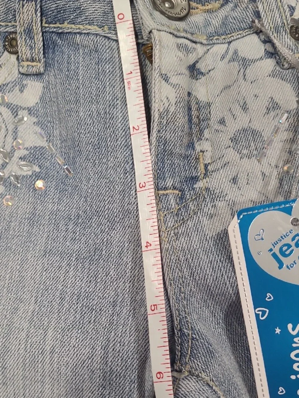 Justice Light Blue White Floral Skinny Jeans with Stud Accents Simply Low 10R